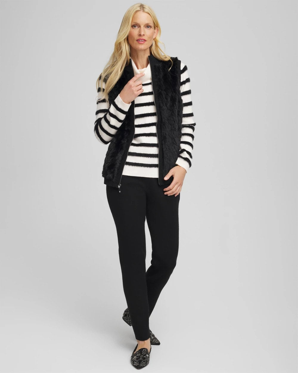 Chico's Collections Zenergy® Luxe Eyelash Striped Sweater