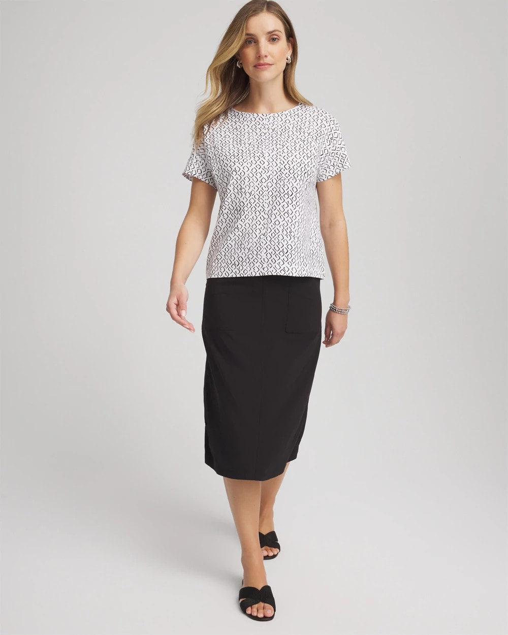 Chico's Collections Zenergy® UPF Geo-Print Dolman Top
