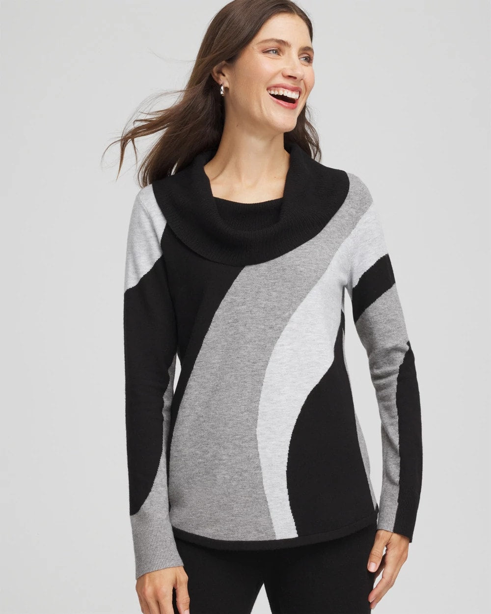 Chico's Collections Zenergy® Luxe Intarsia Cowlneck Top