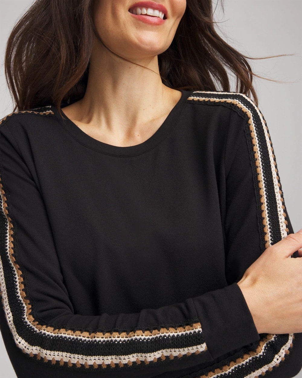 Chico's Collections Zenergy® Lattice-Trim Pullover Top
