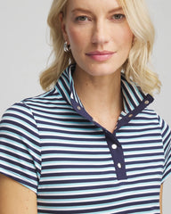 Chico's Collections Zenergy® Striped UPF Mockneck Short-Sleeve Top