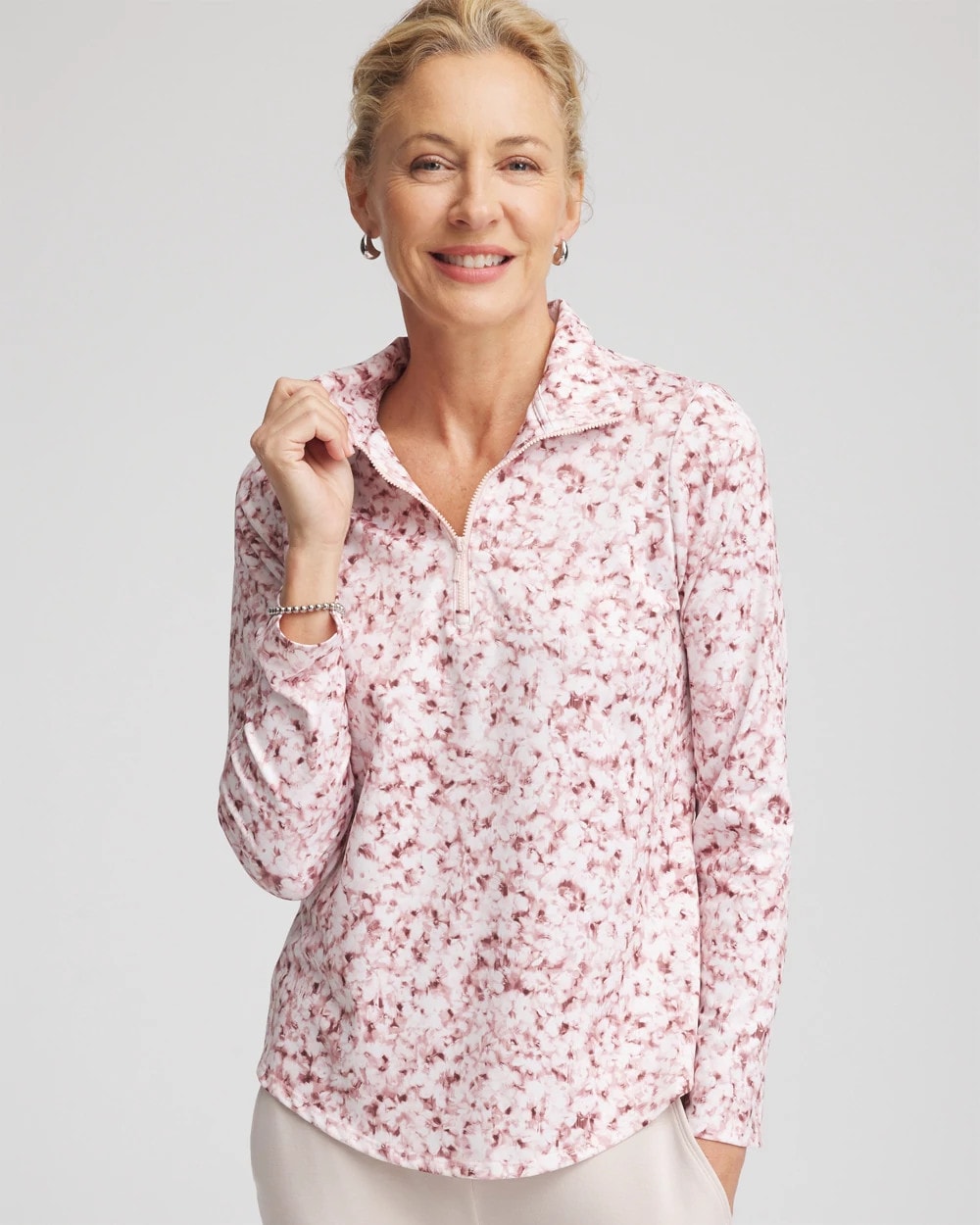 Chico's Collections Zenergy® UPF Printed Zip-Front Pullover