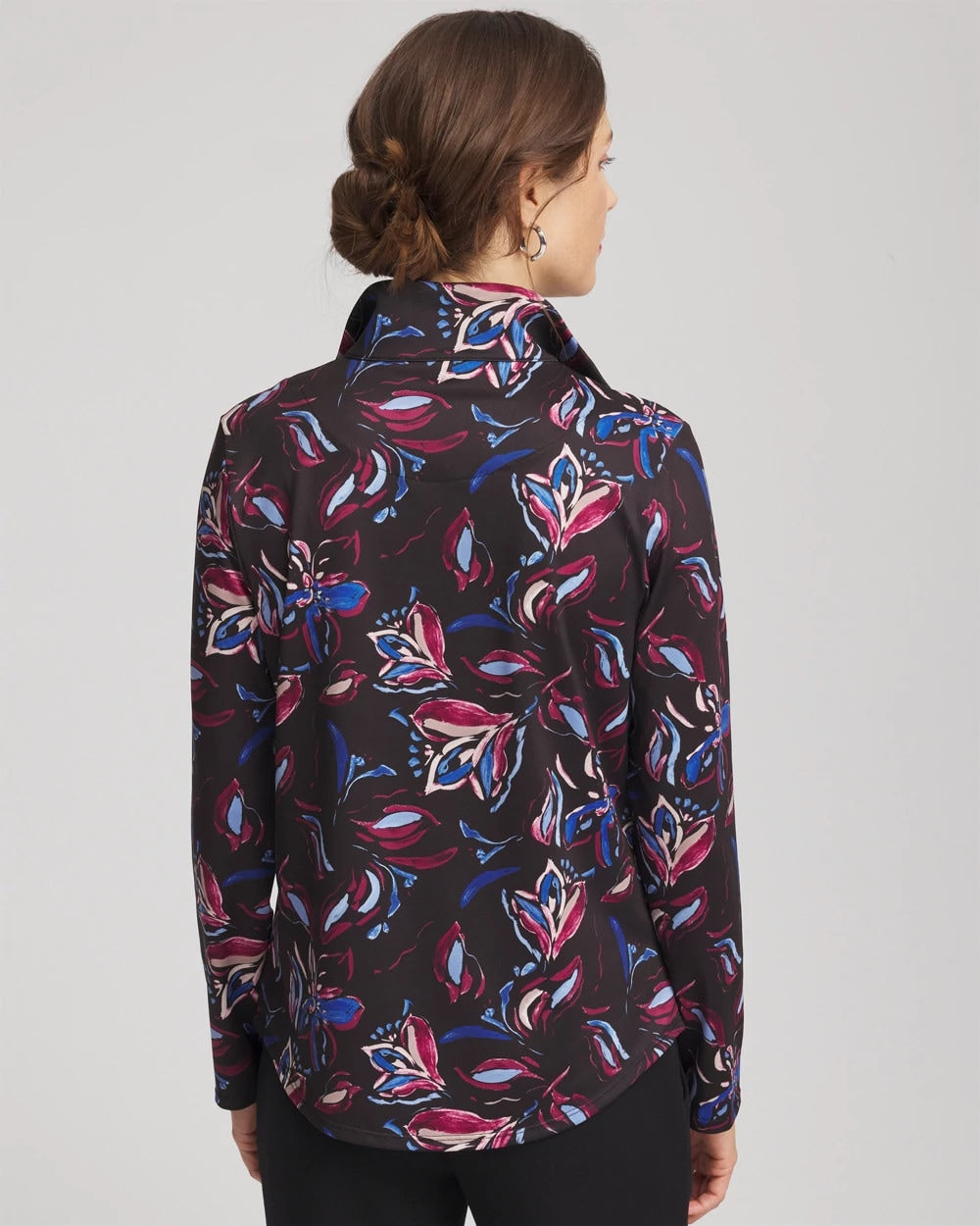 Chico's Collections Zenergy® UPF Floral Half-Zip Pullover Top