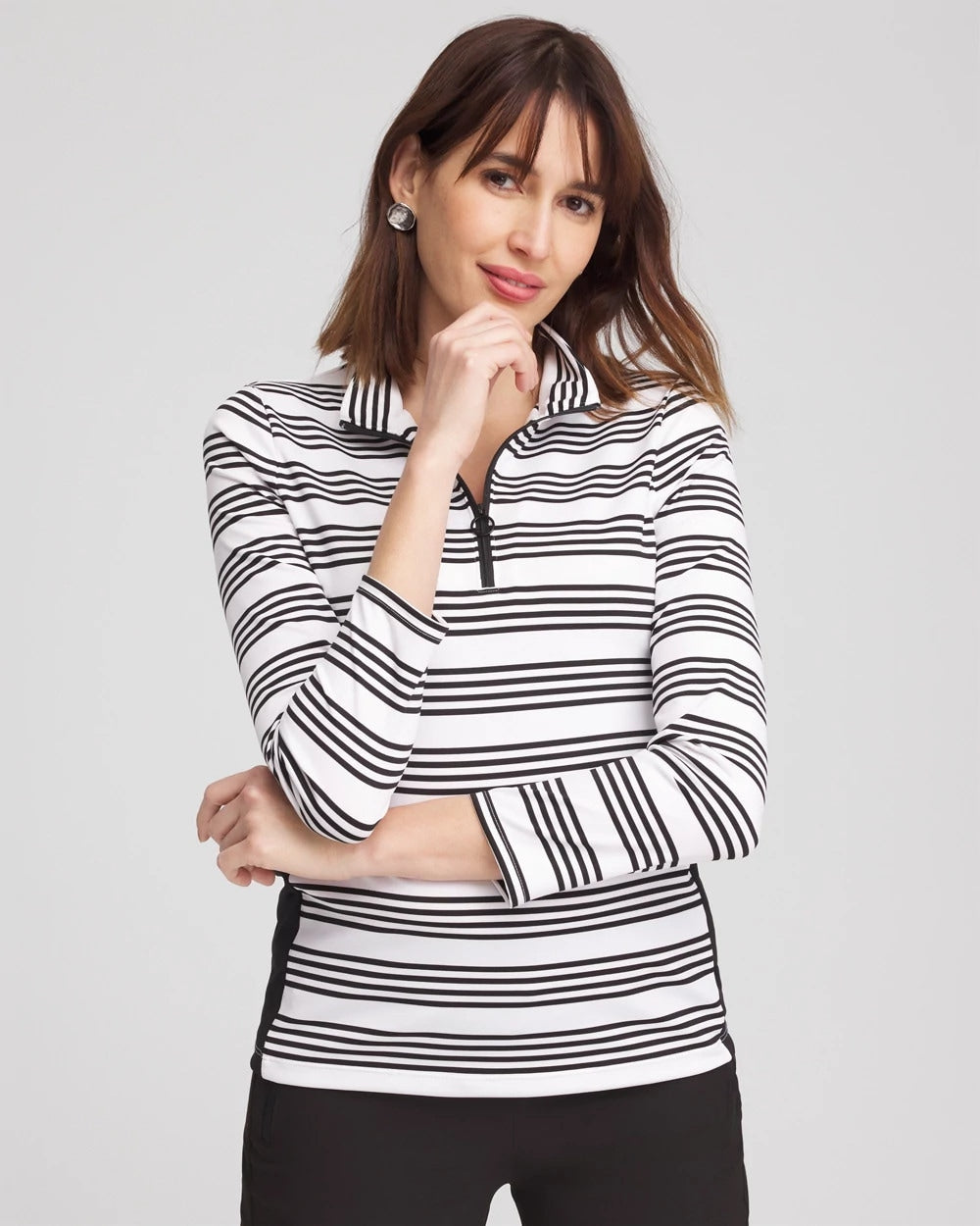 Chico's Collections Zenergy® UPF Stripe Long Sleeve Top
