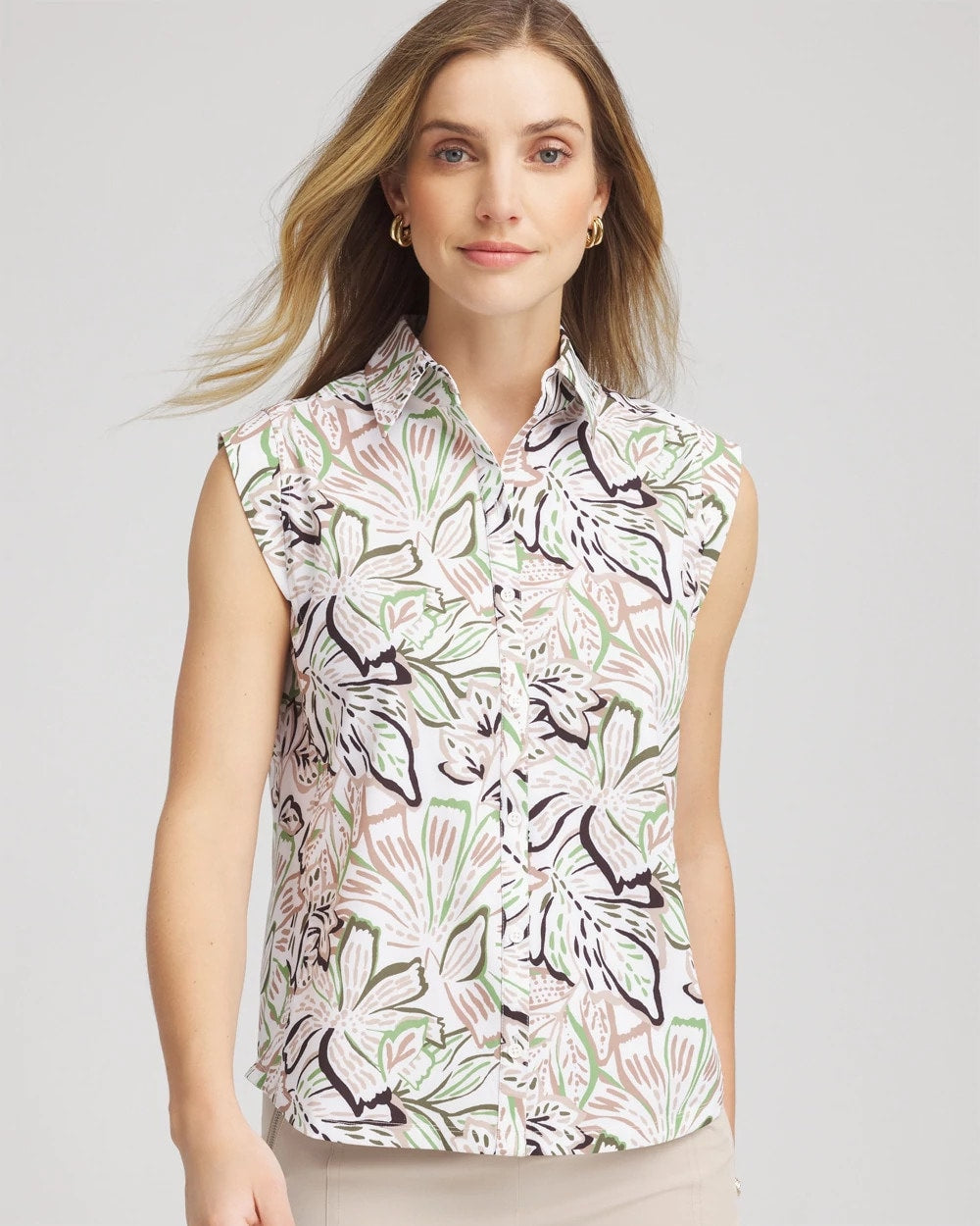 Chico's Collections Zenergy® UPF Floral Shirt