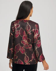 Chico's Collections Travelers™ Collection Jacquard Foiled Floral Jacket