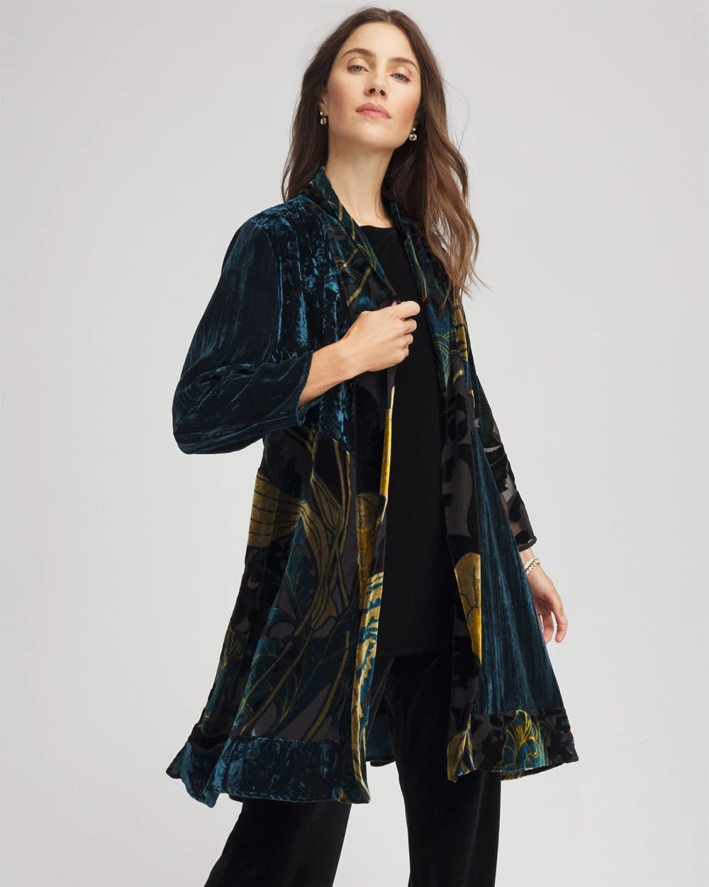 Chico's Collections Travelers™ Collection Floral Burnout Kimono Jacket