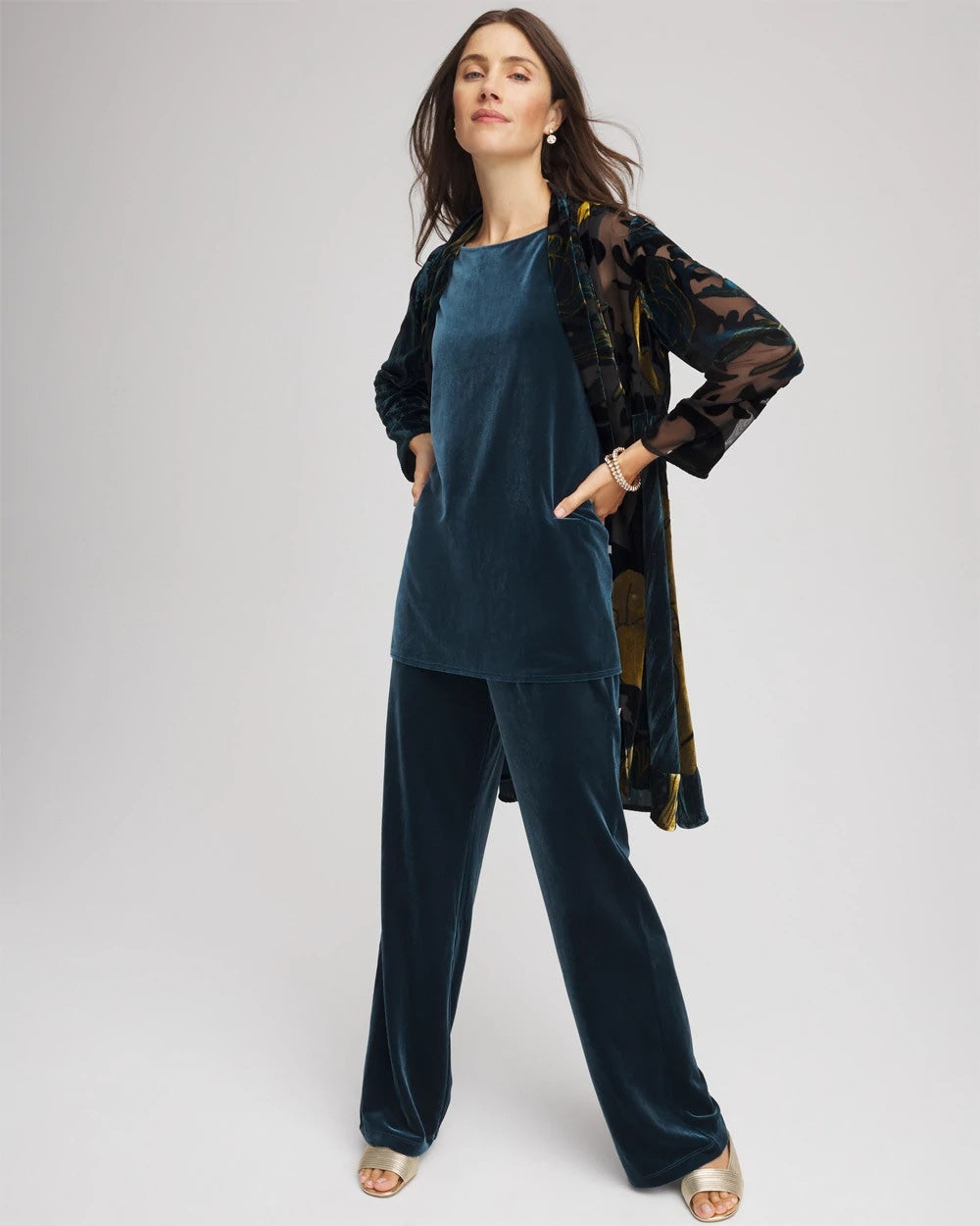 Chico's Collections Travelers™ Collection Floral Burnout Kimono Jacket