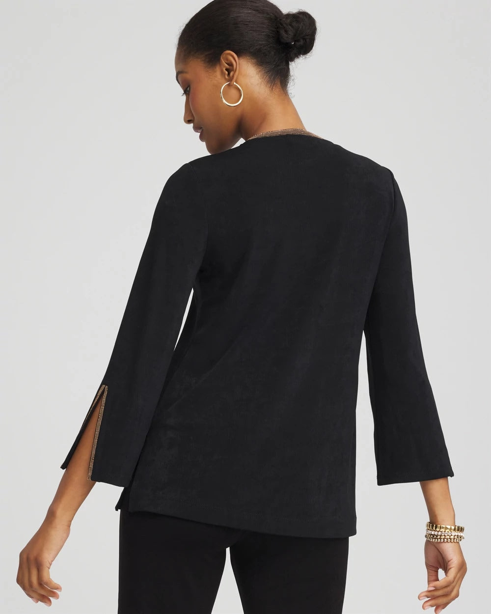 Chico's Collections Travelers™ Embellished V-Neck Flutter Sleeve Tunic