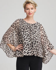 Chico's Collections Travelers™ Animal-Print Bubble-Hem Chiffon Blouse