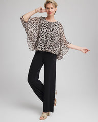 Chico's Collections Travelers™ Animal-Print Bubble-Hem Chiffon Blouse