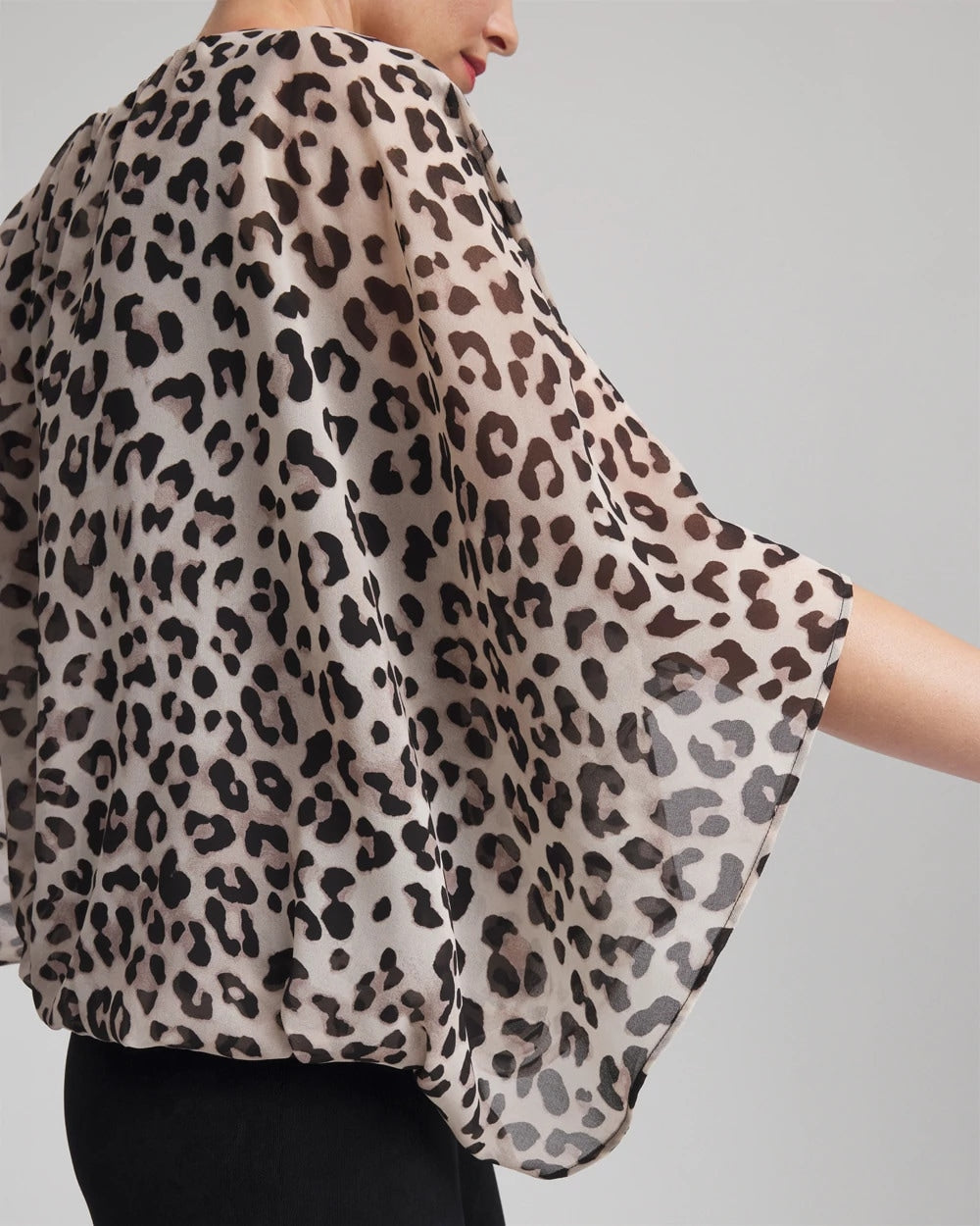 Chico's Collections Travelers™ Animal-Print Bubble-Hem Chiffon Blouse