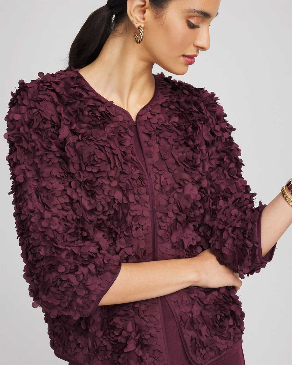 Chico's Collections Travelers™ Collection Textured Rosette Jacket