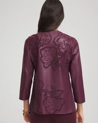 Chico's Collections Travelers™ Collection Faux Leather Embroidered Jacket