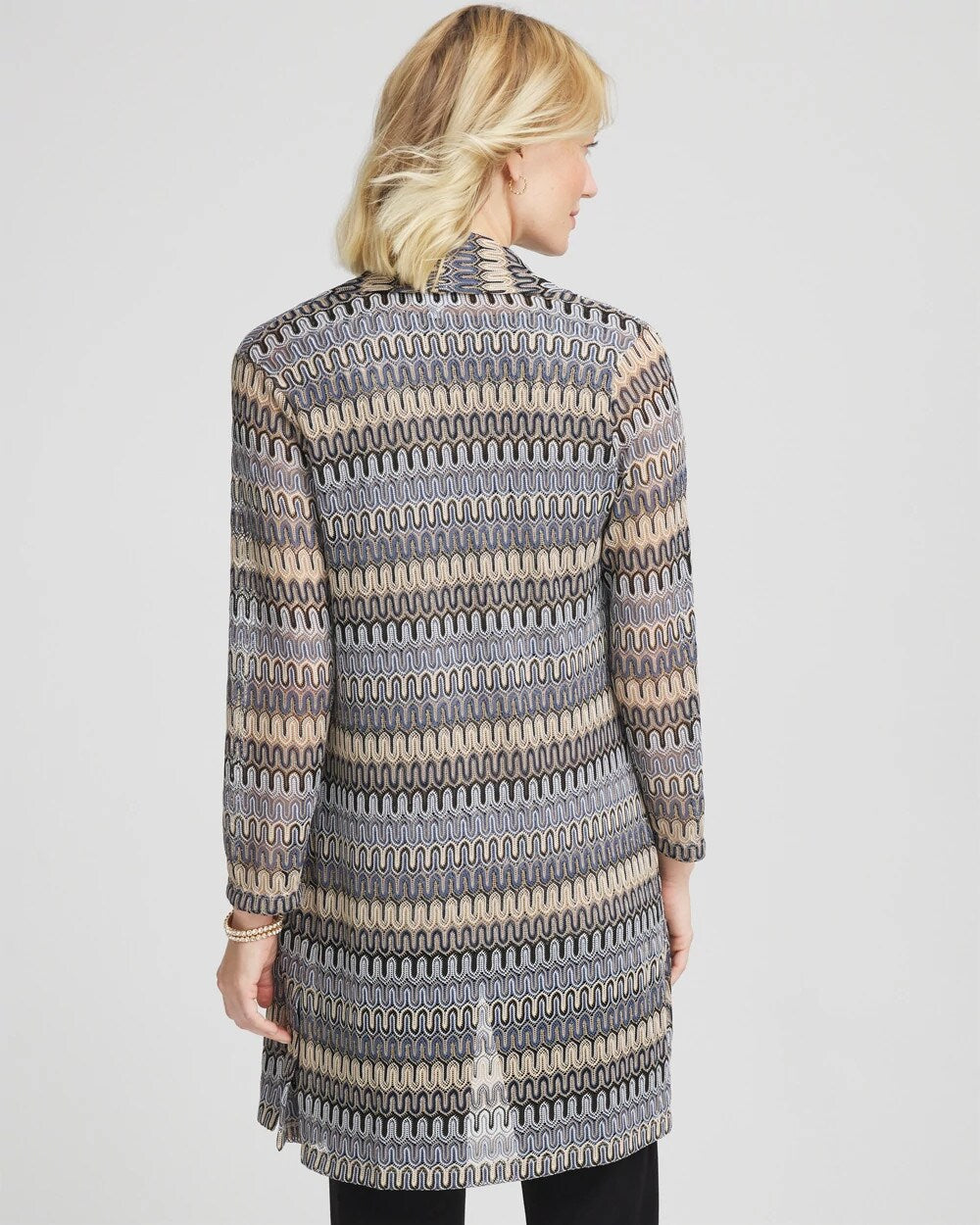 Chico's Collections Travelers™ Knit Chevron Open-Front Cardigan