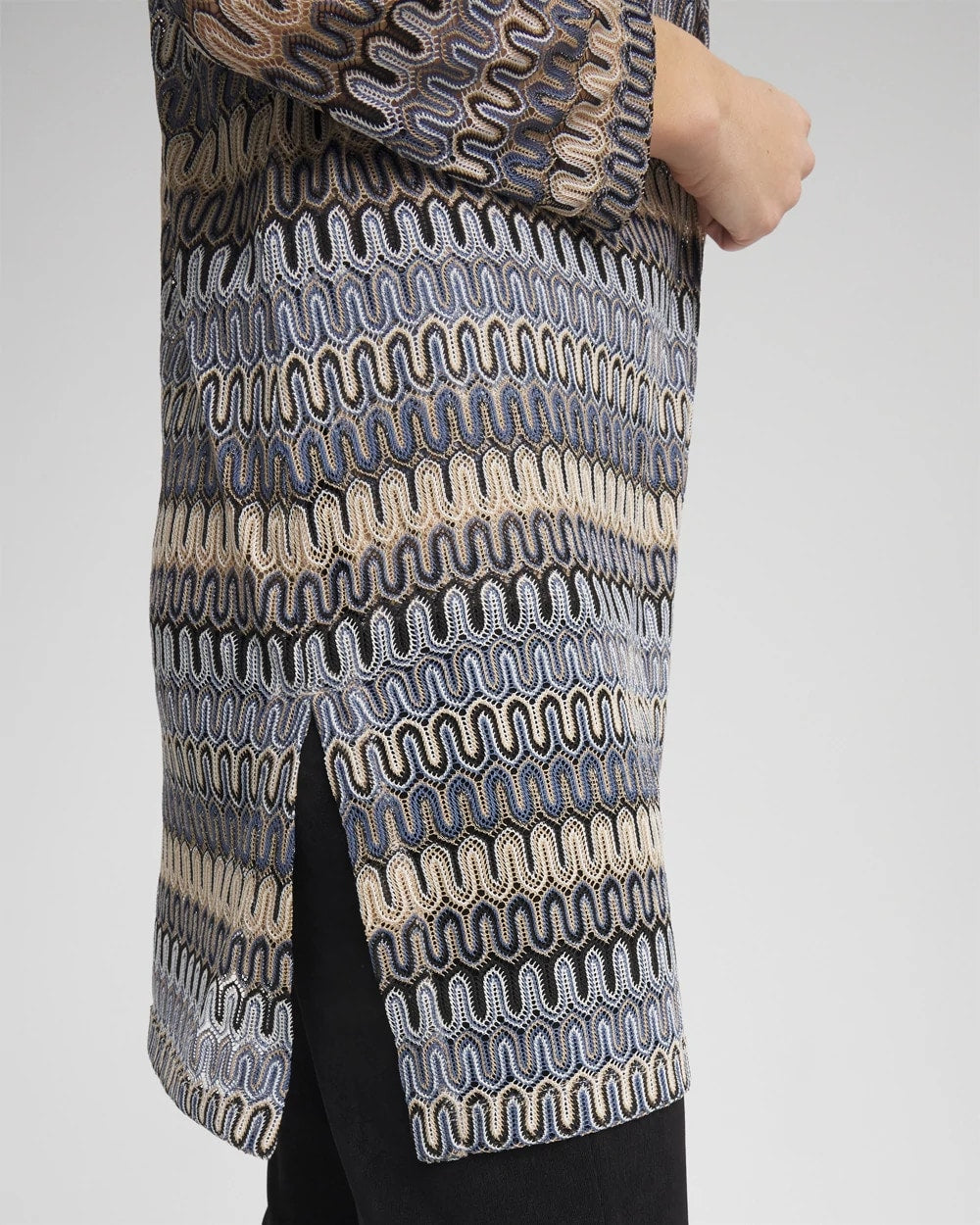 Chico's Collections Travelers™ Knit Chevron Open-Front Cardigan