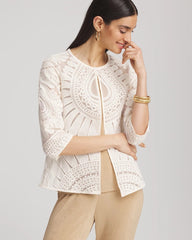 Chico's Collections Travelers™ Collection Embroidered 3/4 Sleeve Jacket