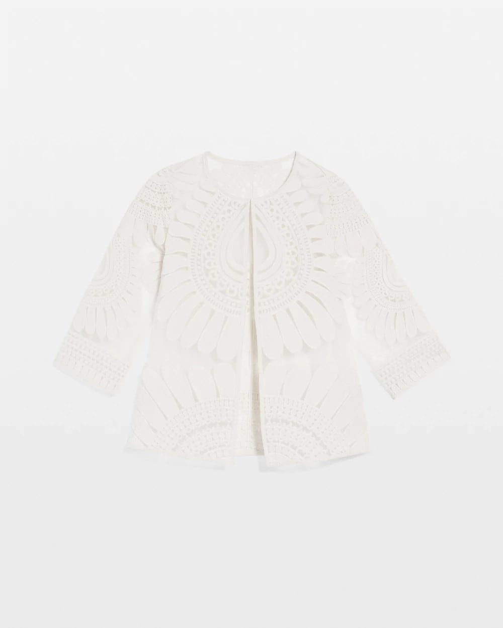 Chico's Collections Travelers™ Collection Embroidered 3/4 Sleeve Jacket