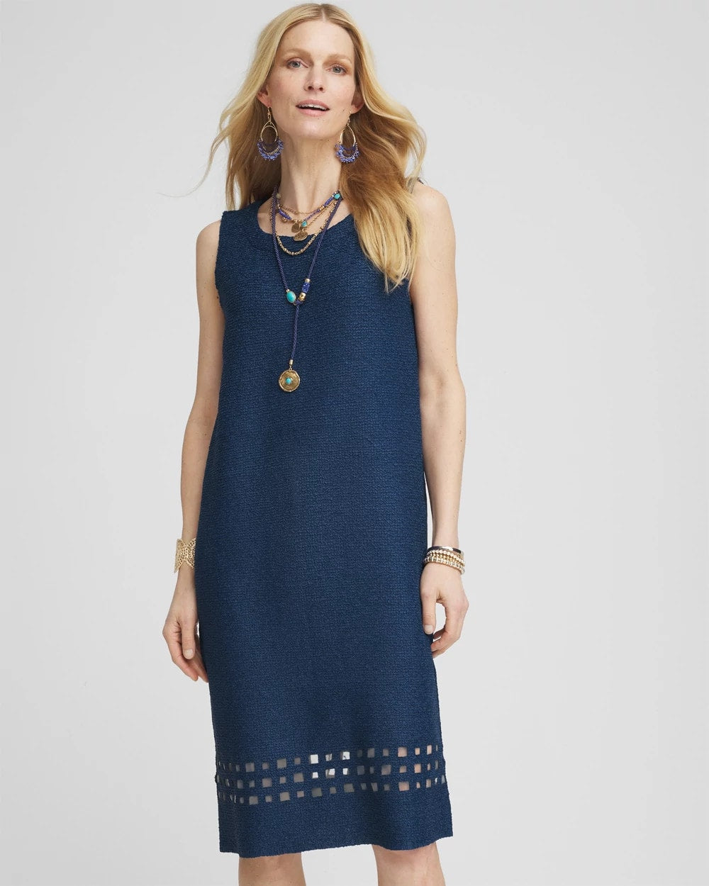 Chico's Collections Travelers™ Sleeveless Crushed Cutout-Hem Dress