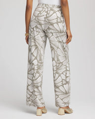 Chico's Collections Travelers™ Abstract Leaf Print Knit Wide-Leg Pants