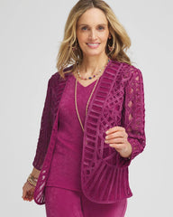 Chico's Collections Travelers™ Collection Embroidered Lace Cutwork Jacket