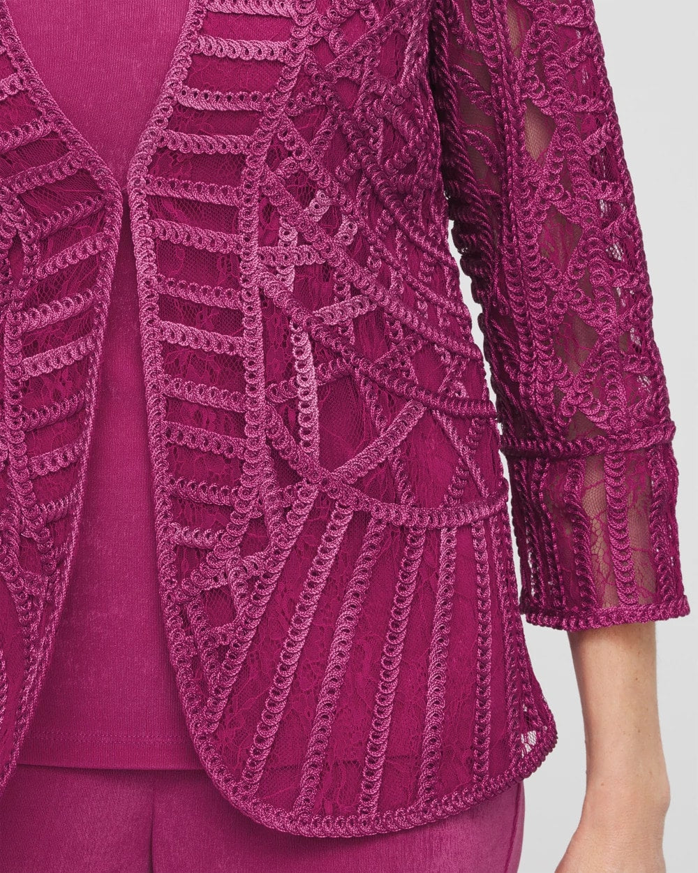Chico's Collections Travelers™ Collection Embroidered Lace Cutwork Jacket