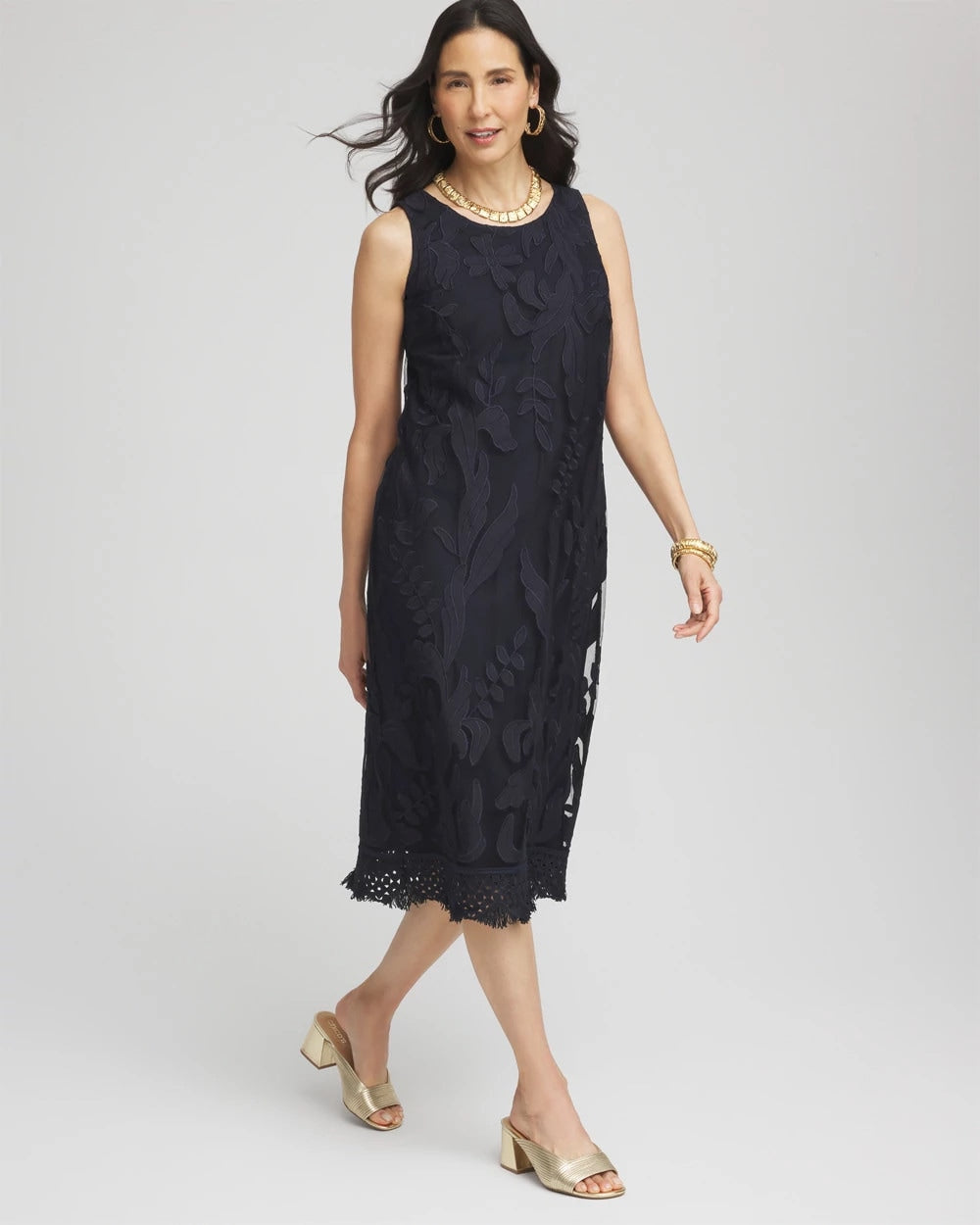 Chico's Collections Travelers™ Mesh Appliqué Midi Dress