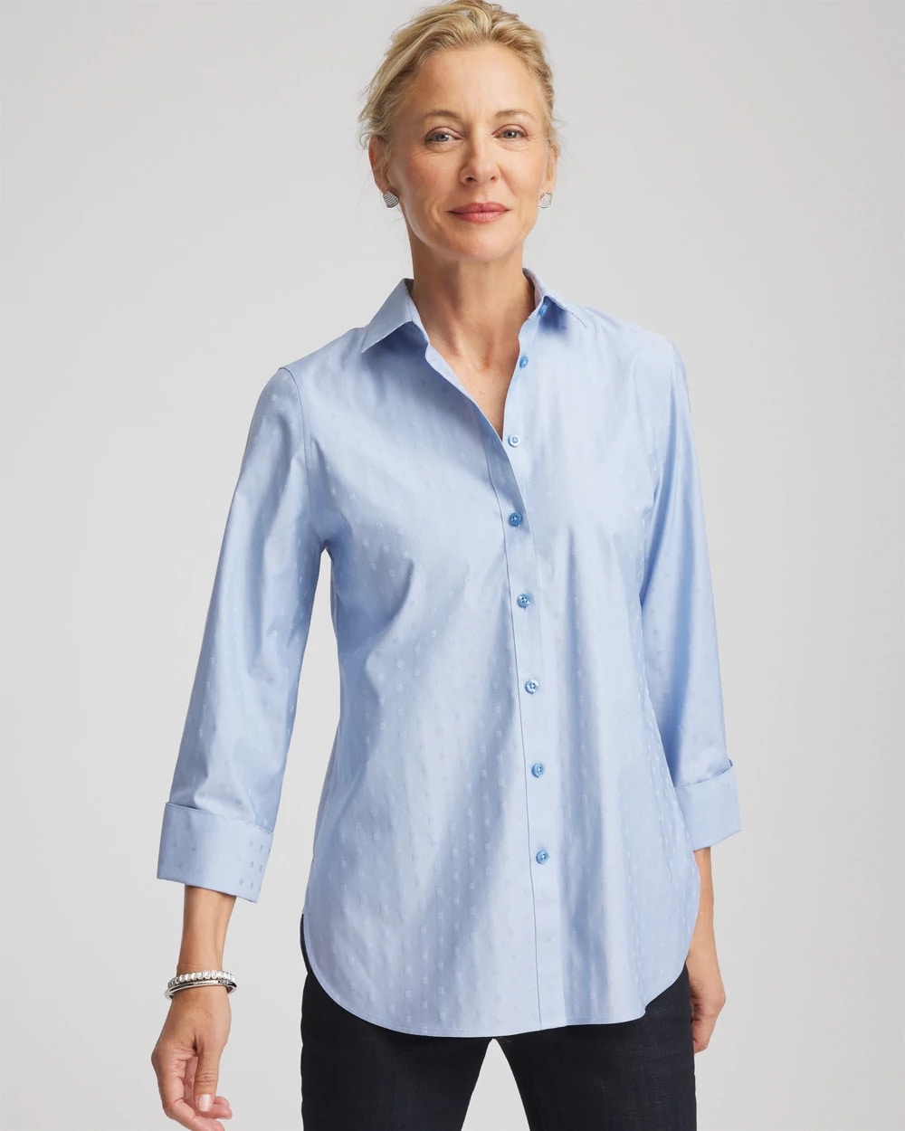 Chico's Collections No Iron™ Striped Jacquard Sateen Shirt