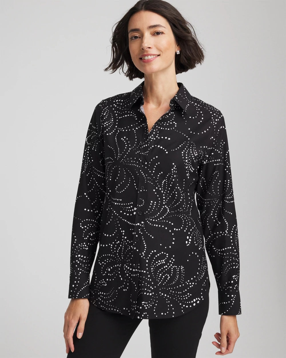 Chico's Collections No Iron™ Findot Print Sateen Shirt