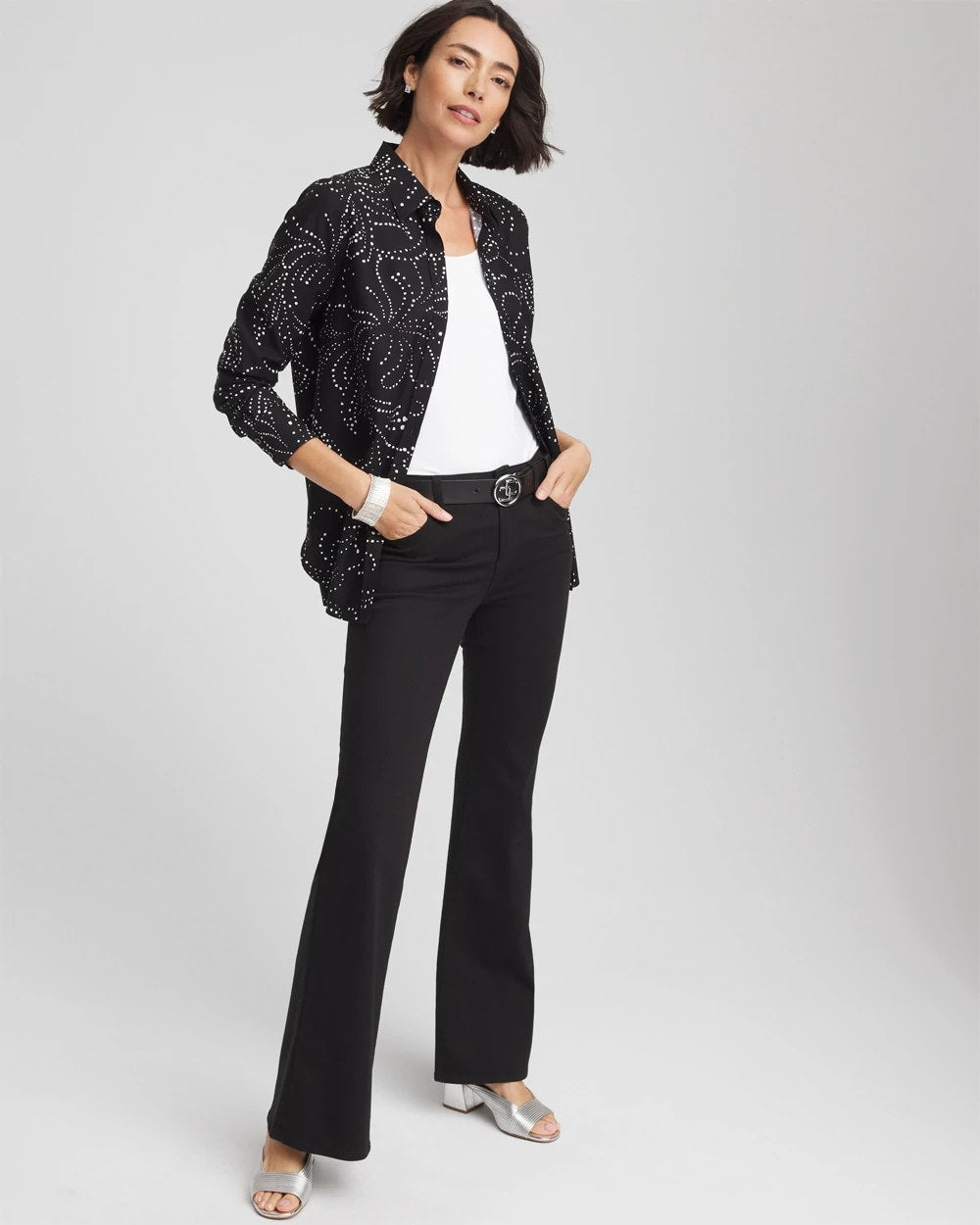 Chico's Collections No Iron™ Findot Print Sateen Shirt