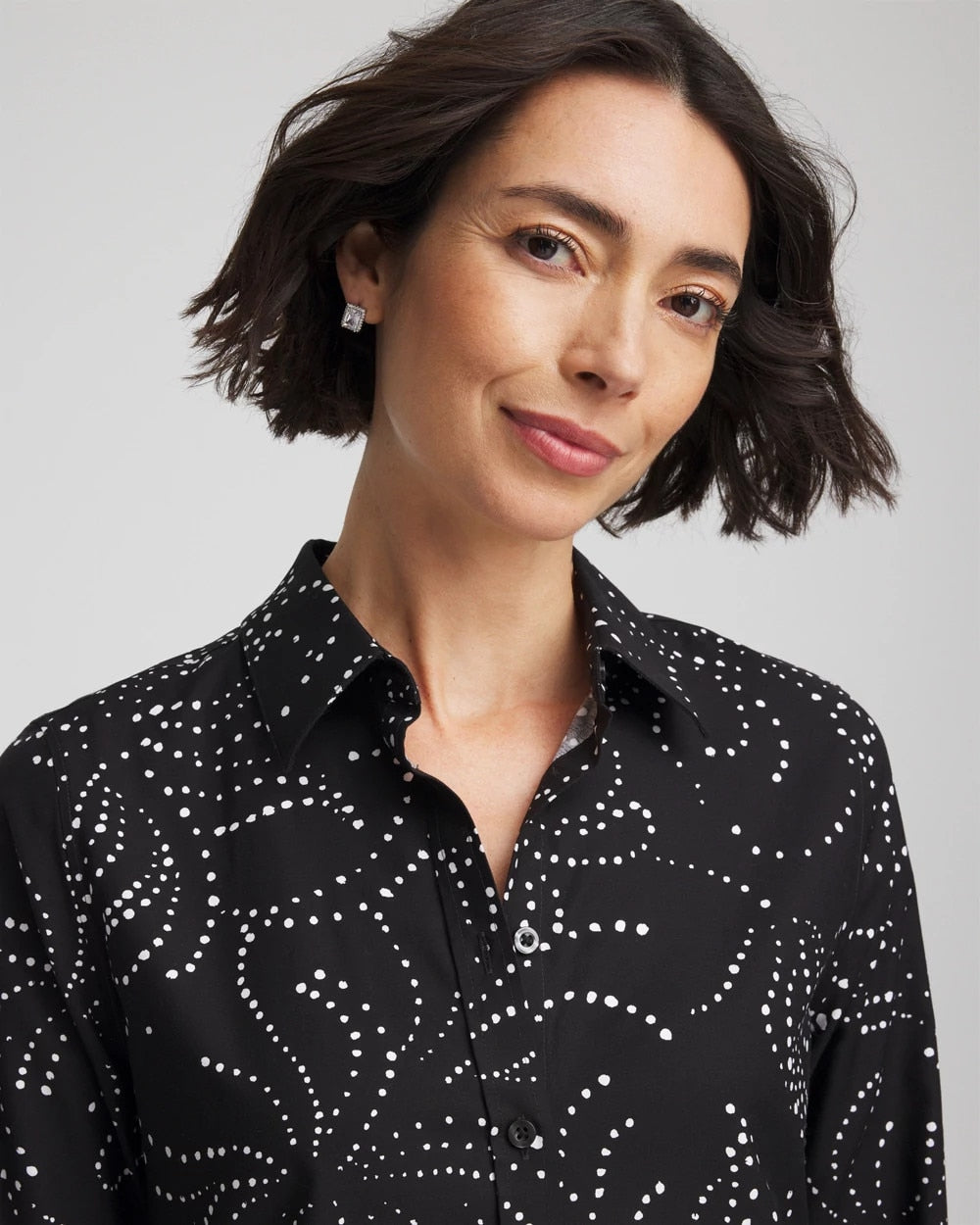 Chico's Collections No Iron™ Findot Print Sateen Shirt
