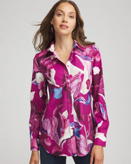 Chico's Collections No Iron™ Floral-Paint-Print Shirt