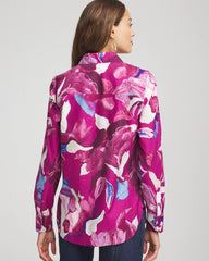 Chico's Collections No Iron™ Floral-Paint-Print Shirt