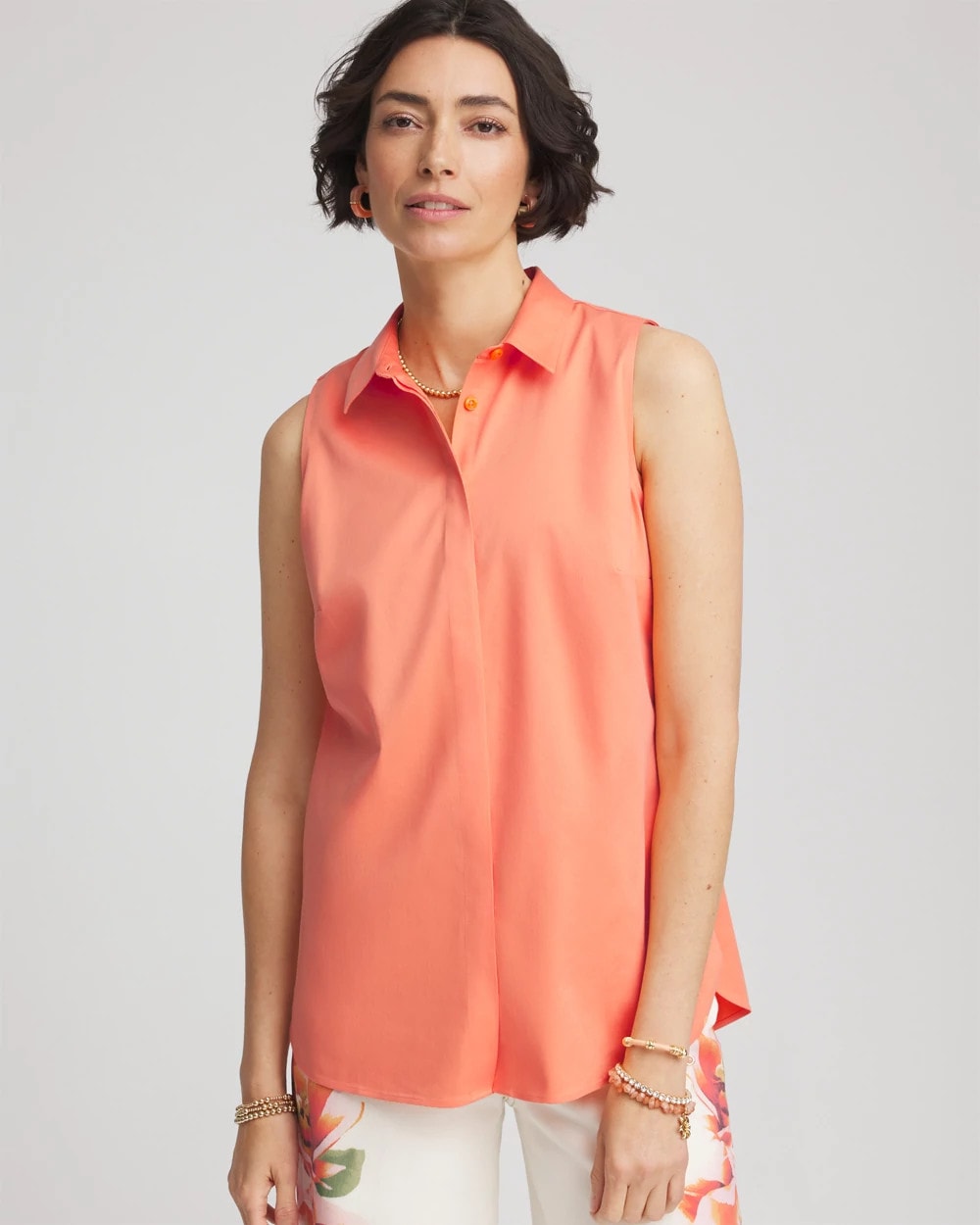 Chico's Collections No Iron™ Sleeveless Sateen-Stretch Shirt