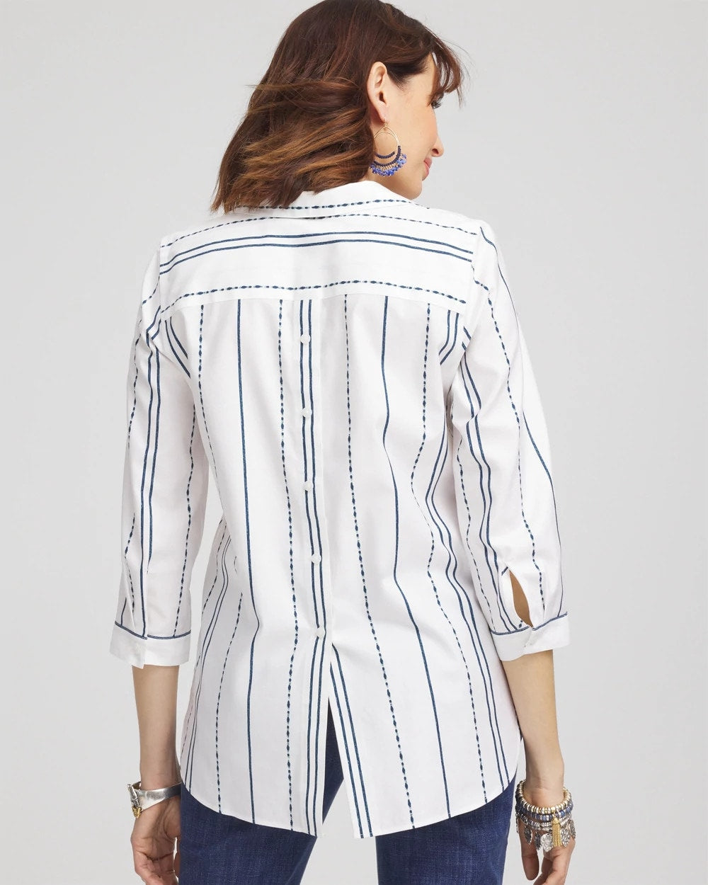 Chico's Collections No Iron™ Striped Buttonback Stretch Tunic