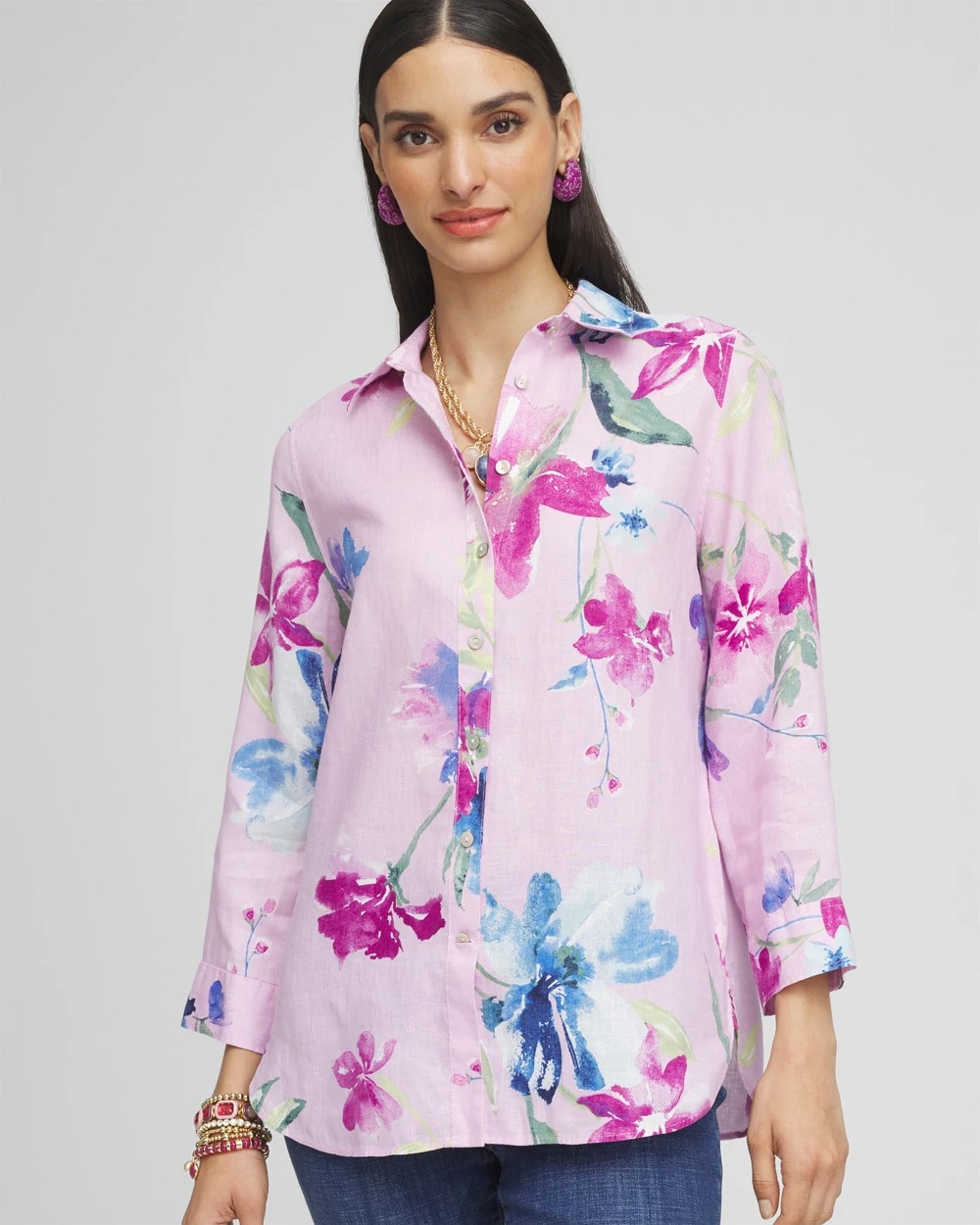 Chico's Collections No Iron™ Floral Linen Shirt