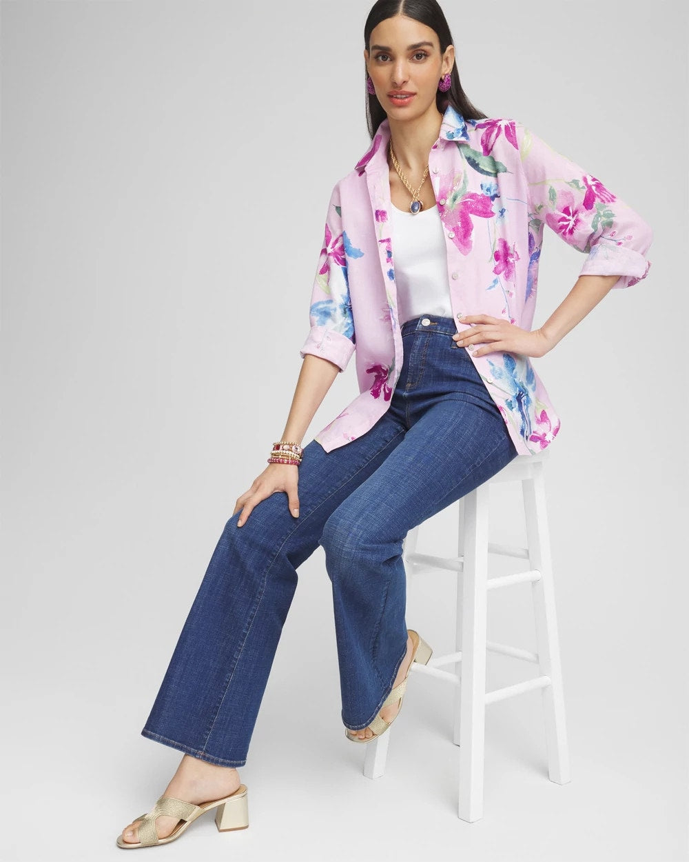 Chico's Collections No Iron™ Floral Linen Shirt