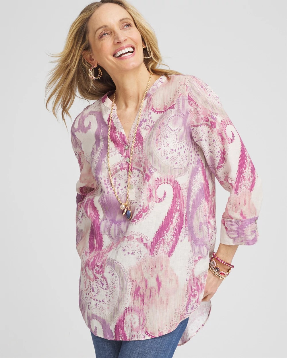 Chico's Collections No Iron™ Multi Paisley Linen Tunic