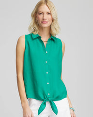 Chico's Collections No Iron™ Linen Tie-Front Sleeveless Shirt