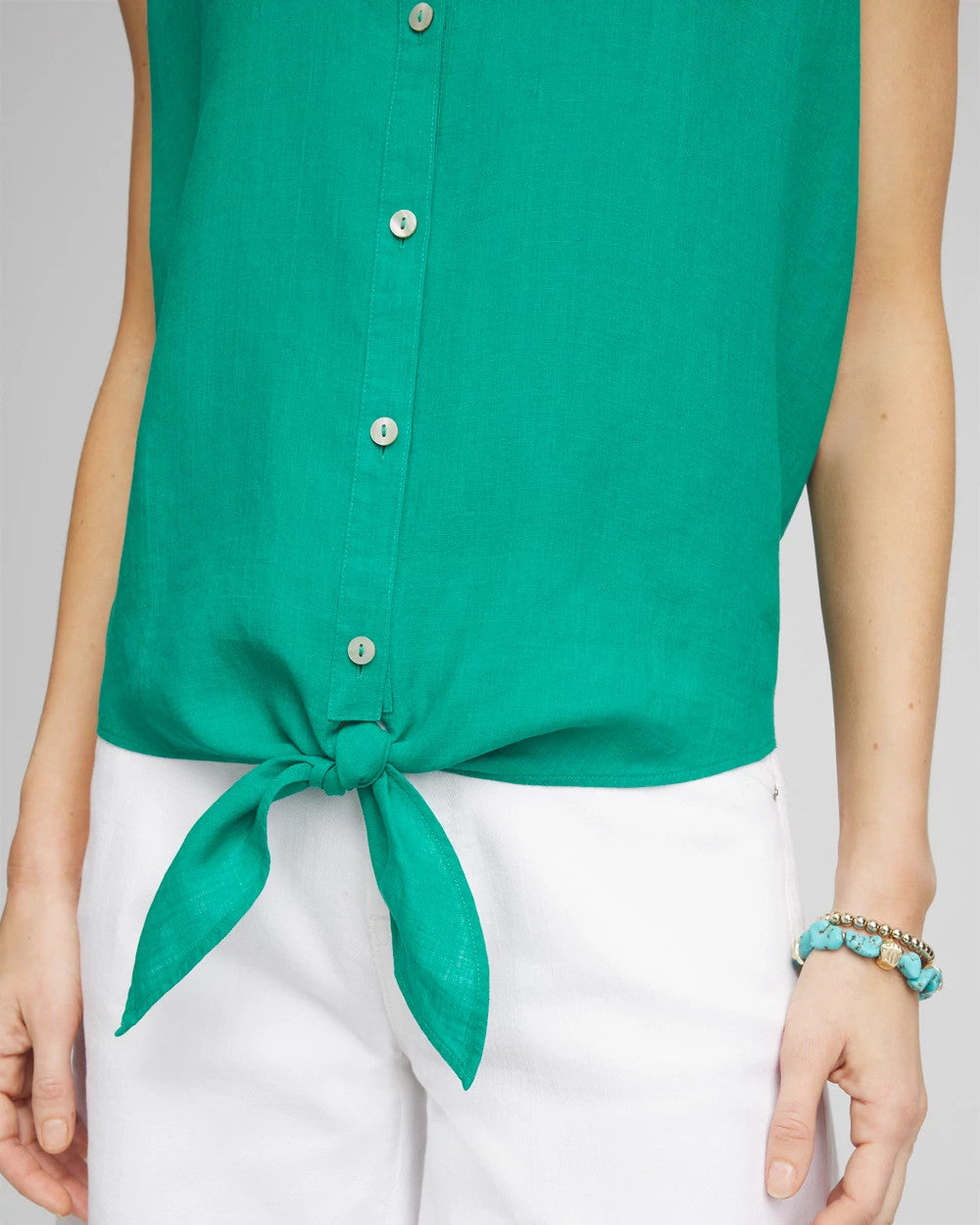 Chico's Collections No Iron™ Linen Tie-Front Sleeveless Shirt