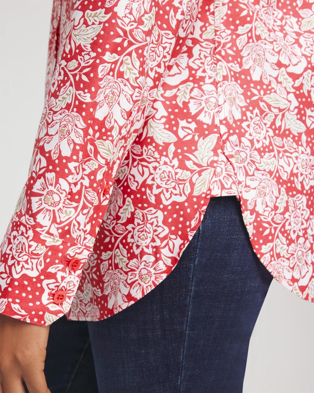 Chico's Collections No Iron™ Long-Sleeved Folklore-Floral Shirt