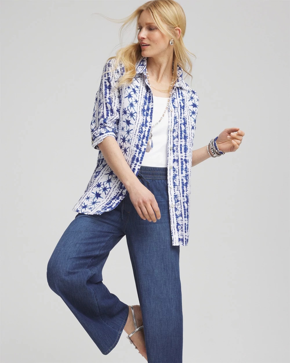 Chico's Collections No Iron™ Star Print Linen Shirt