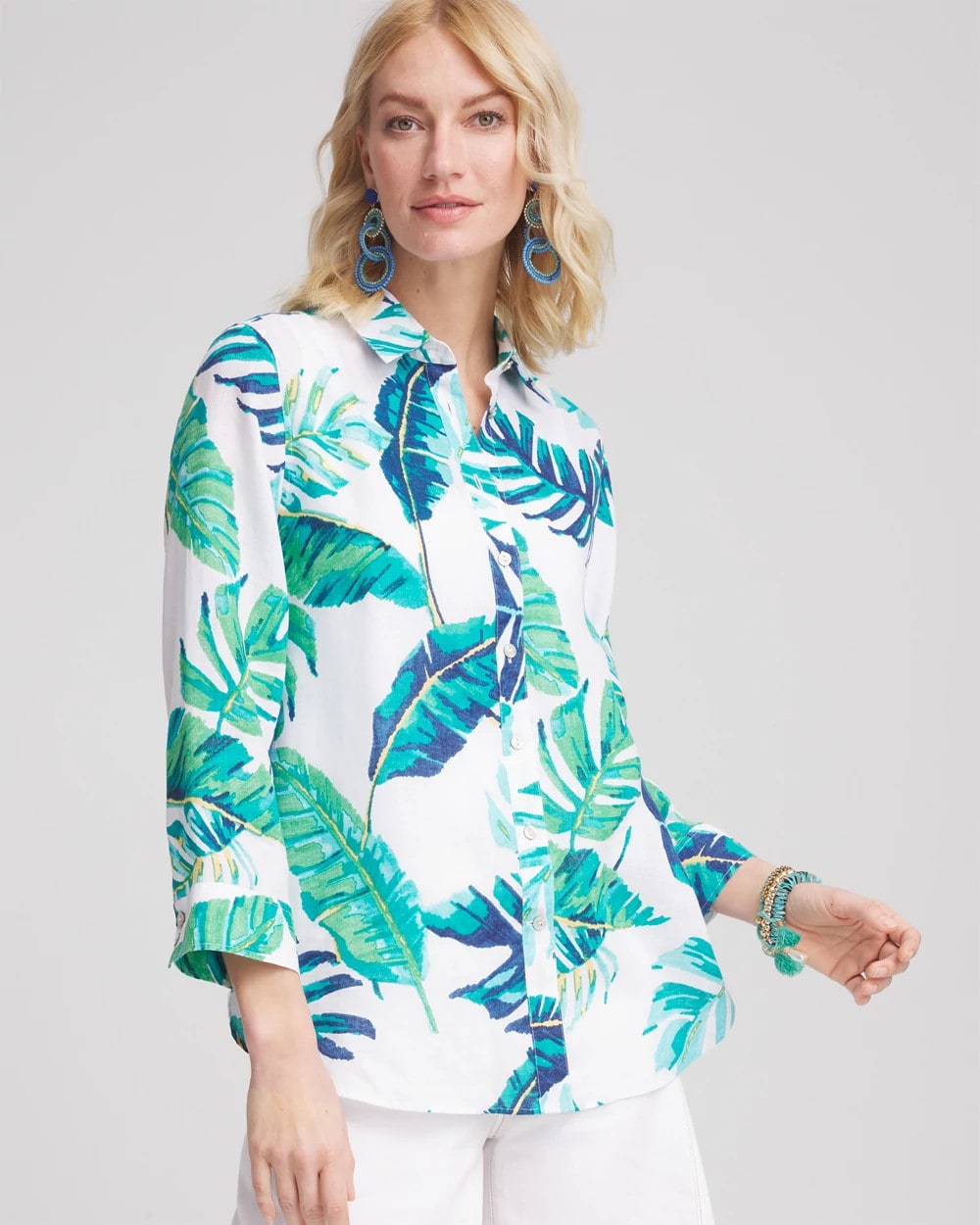 Chico's Collections No Iron™ Palm Print Linen Shirt