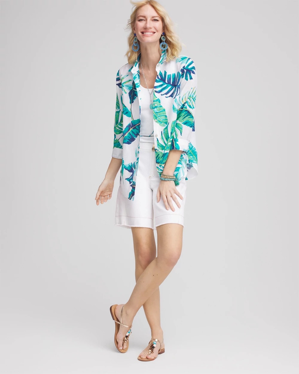 Chico's Collections No Iron™ Palm Print Linen Shirt