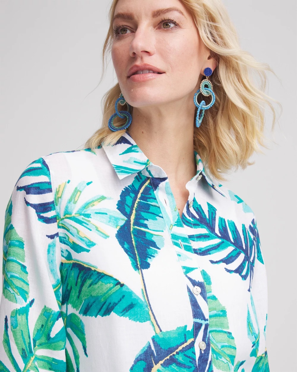Chico's Collections No Iron™ Palm Print Linen Shirt
