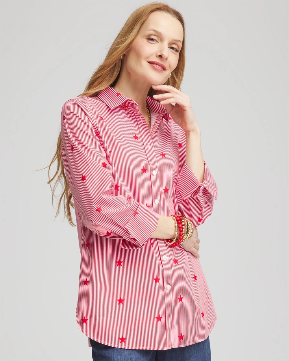 Chico's Collections No Iron™ Stars & Stripes  Sateen Shirt