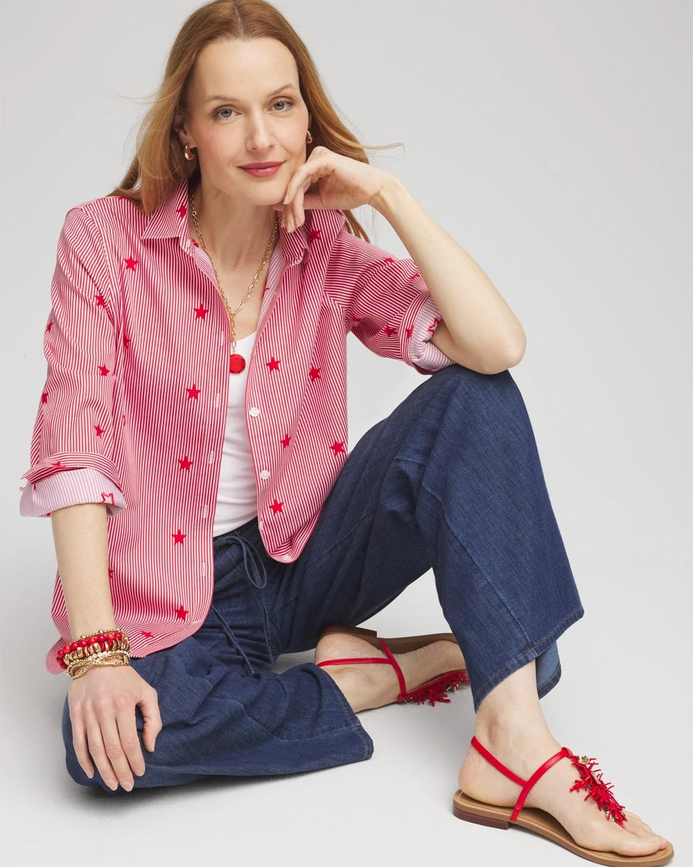 Chico's Collections No Iron™ Stars & Stripes  Sateen Shirt