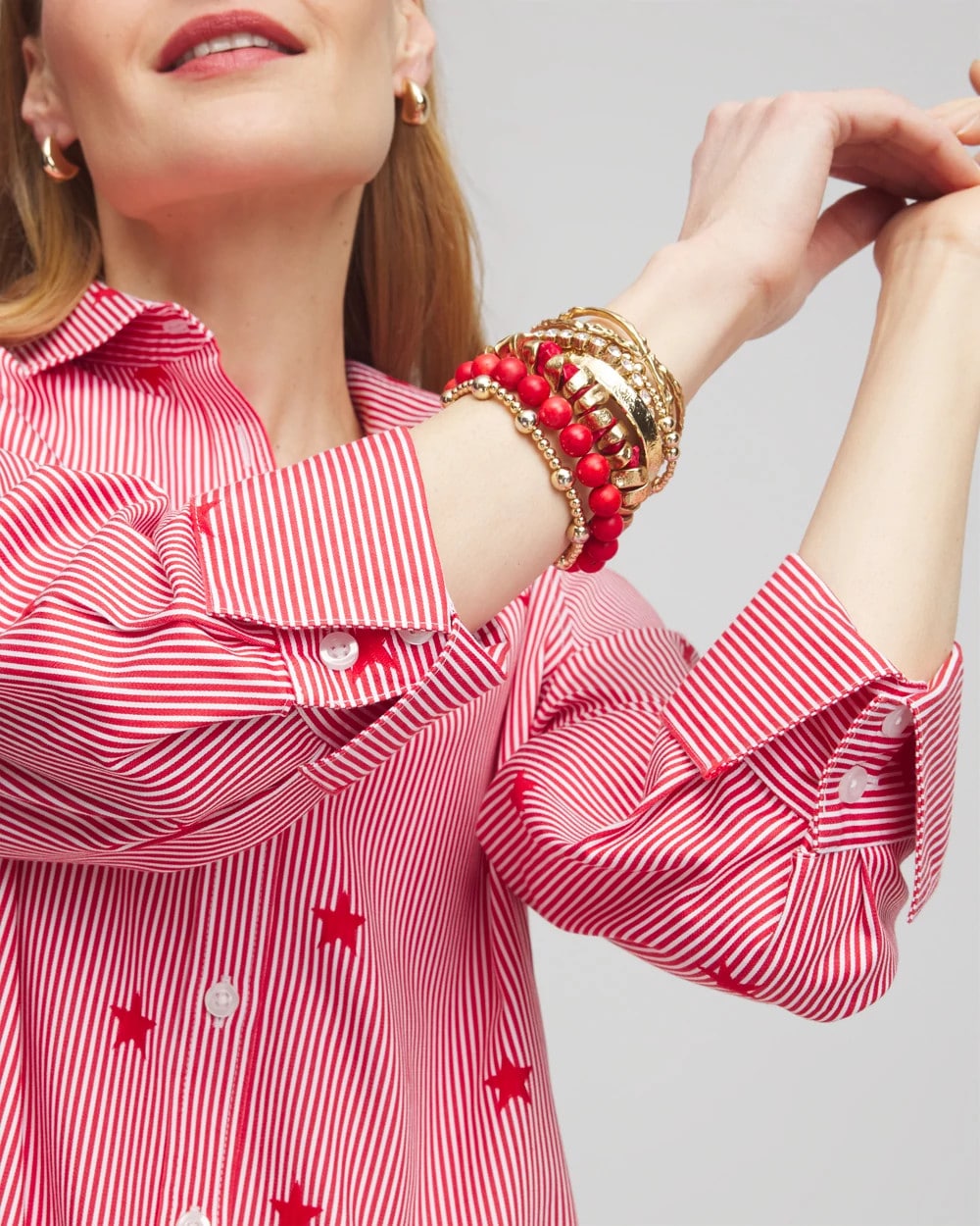 Chico's Collections No Iron™ Stars & Stripes  Sateen Shirt
