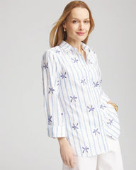 Chico's Collections No Iron™ Palm Striped Sateen Shirt