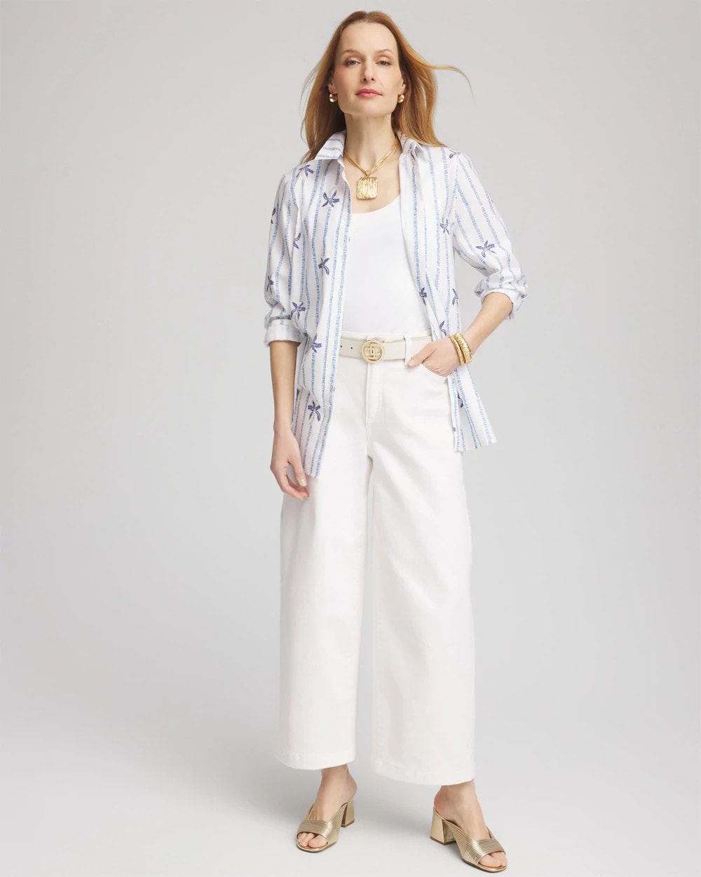 Chico's Collections No Iron™ Palm Striped Sateen Shirt